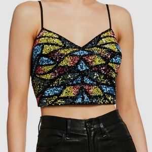 Beaded Spaghetti Strap Crop Top